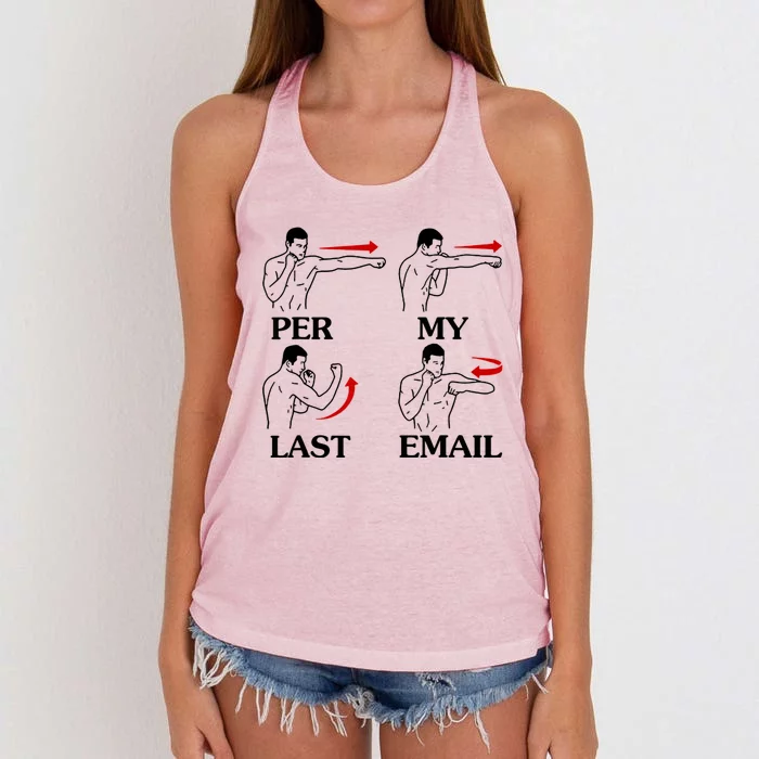 Per My Last Email Funny Men Costumed Women's Knotted Racerback Tank