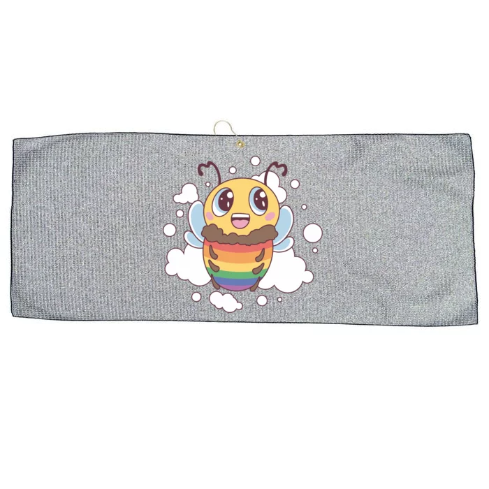 Pride Month Lgbt Flag Bee Rainbow Proud Ally Funny Gift Large Microfiber Waffle Golf Towel