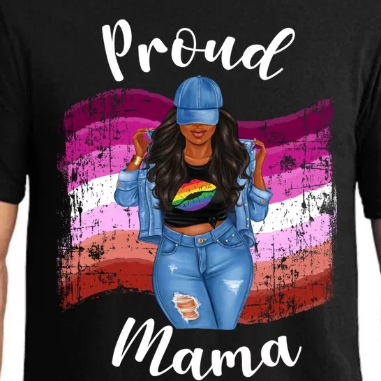 Proud Mama Lesbian Pride Lgbtq Black Mom Lesbian Flag Cute Gift Pajama Set