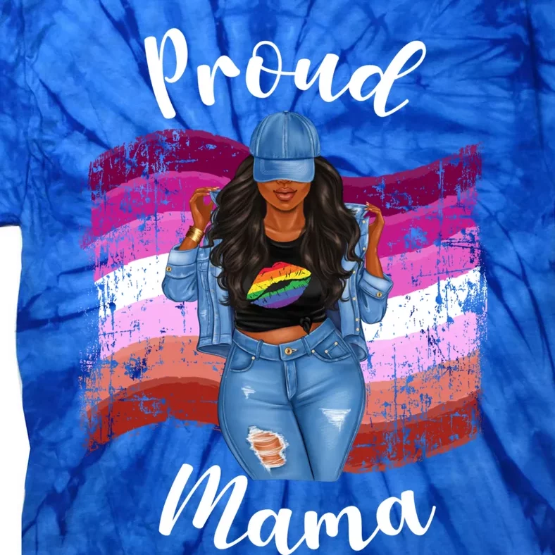 Proud Mama Lesbian Pride Lgbtq Black Mom Lesbian Flag Cute Gift Tie-Dye T-Shirt