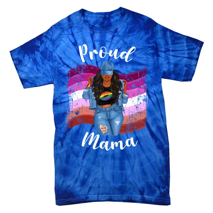 Proud Mama Lesbian Pride Lgbtq Black Mom Lesbian Flag Cute Gift Tie-Dye T-Shirt