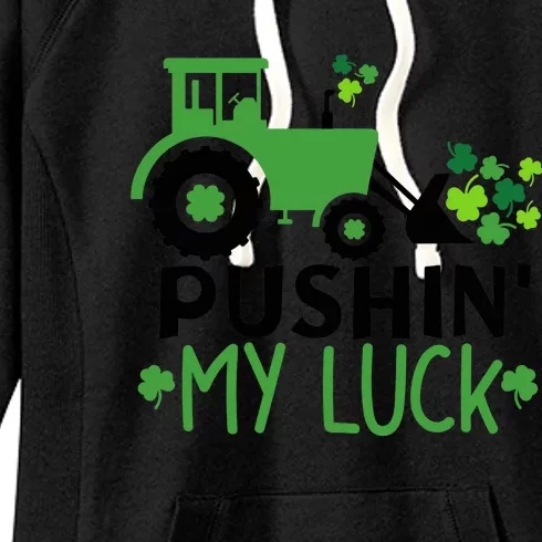 Pushin My Luck St. Patrick's Day Shamrock Irish Boy Women's Fleece Hoodie