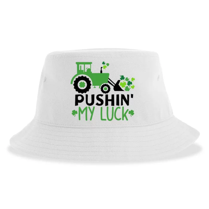 Pushin My Luck St. Patrick's Day Shamrock Irish Boy Sustainable Bucket Hat