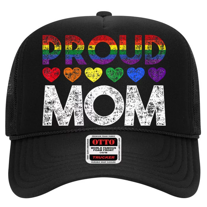 Proud Mom Lgbt High Crown Mesh Trucker Hat