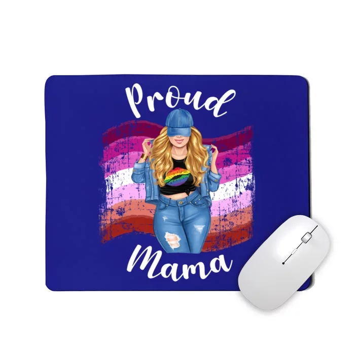 Proud Mama Lesbian Pride Lgbtq Blonde Mom Lesbian Flag Gift Mousepad