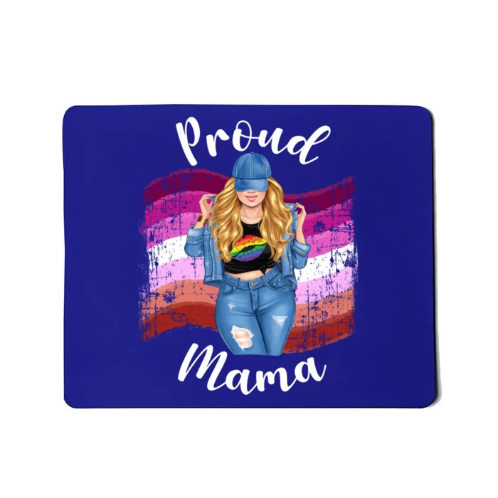 Proud Mama Lesbian Pride Lgbtq Blonde Mom Lesbian Flag Gift Mousepad