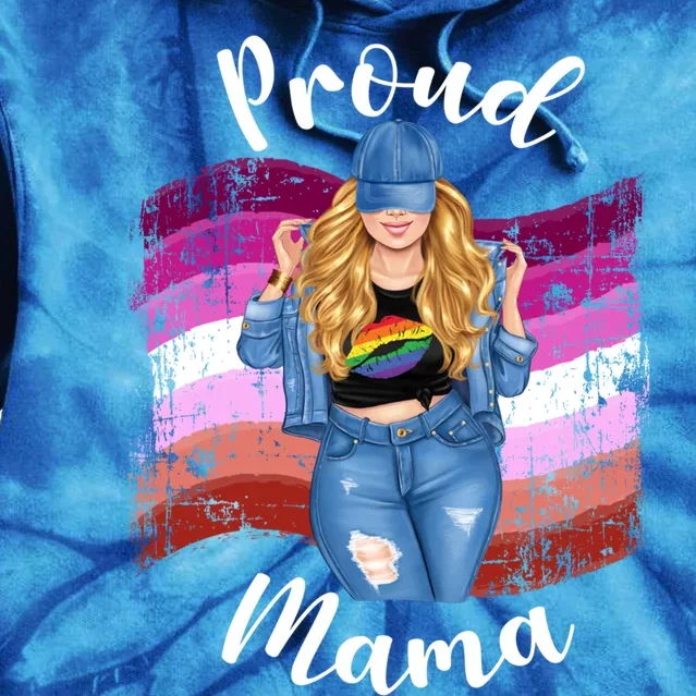 Proud Mama Lesbian Pride Lgbtq Blonde Mom Lesbian Flag Gift Tie Dye Hoodie