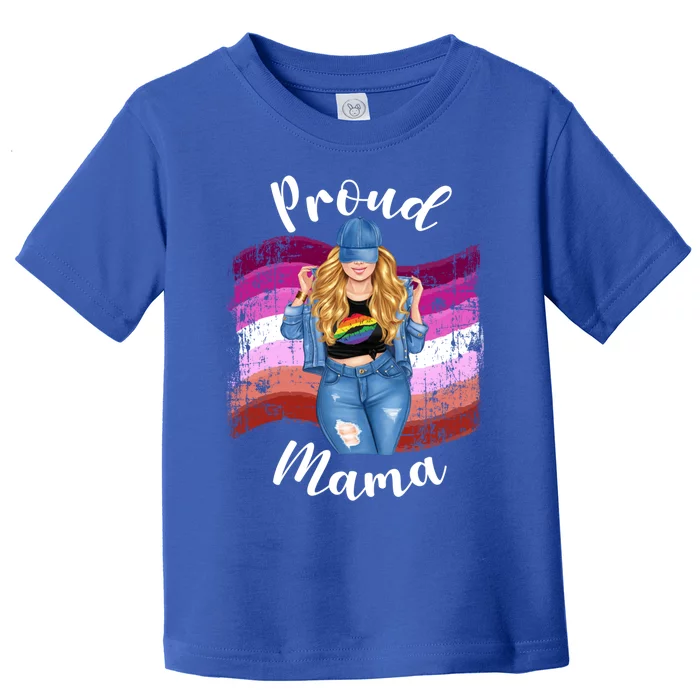 Proud Mama Lesbian Pride Lgbtq Blonde Mom Lesbian Flag Gift Toddler T-Shirt