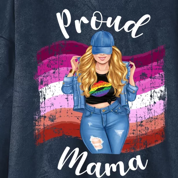 Proud Mama Lesbian Pride Lgbtq Blonde Mom Lesbian Flag Gift Hooded Wearable Blanket