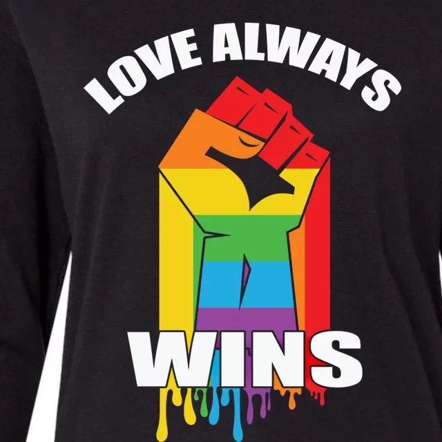 Pride Month Love Always Wins Lgbt Rainbow Flag Gift Womens Cotton Relaxed Long Sleeve T-Shirt