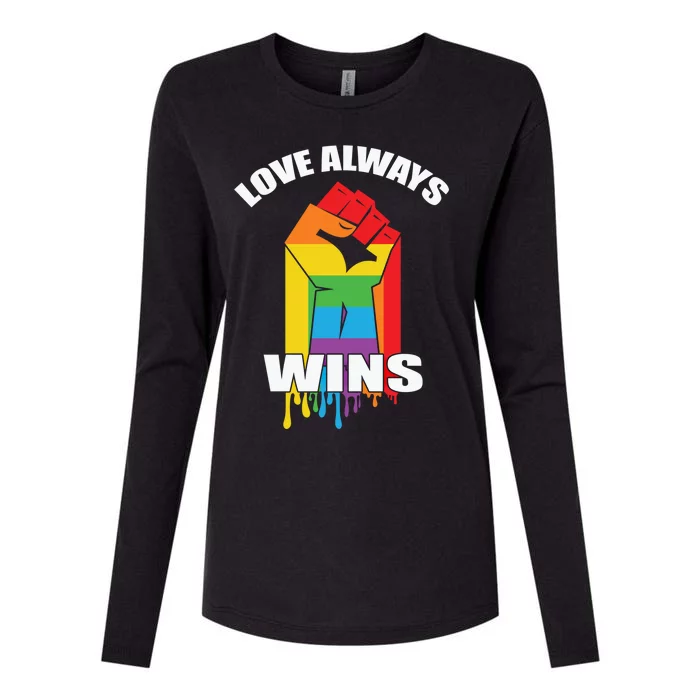 Pride Month Love Always Wins Lgbt Rainbow Flag Gift Womens Cotton Relaxed Long Sleeve T-Shirt