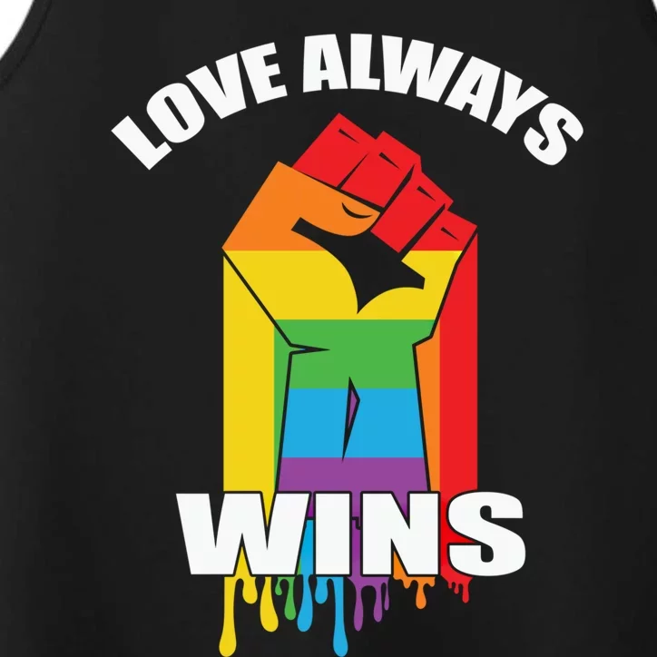 Pride Month Love Always Wins Lgbt Rainbow Flag Gift Performance Tank