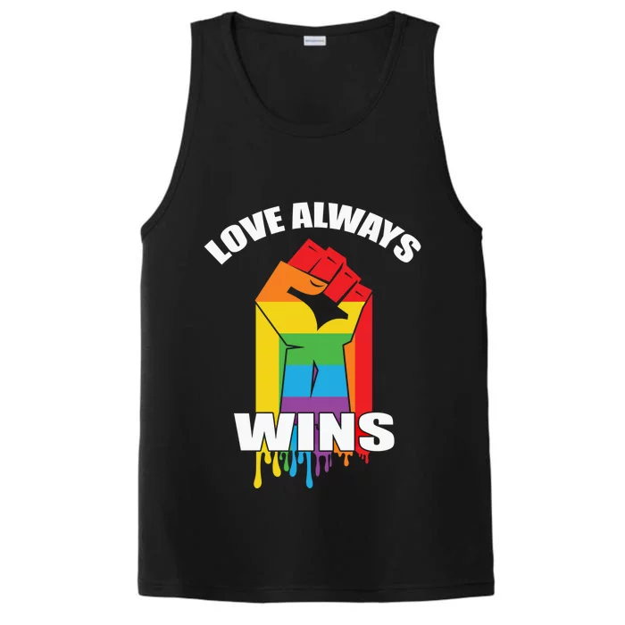 Pride Month Love Always Wins Lgbt Rainbow Flag Gift Performance Tank