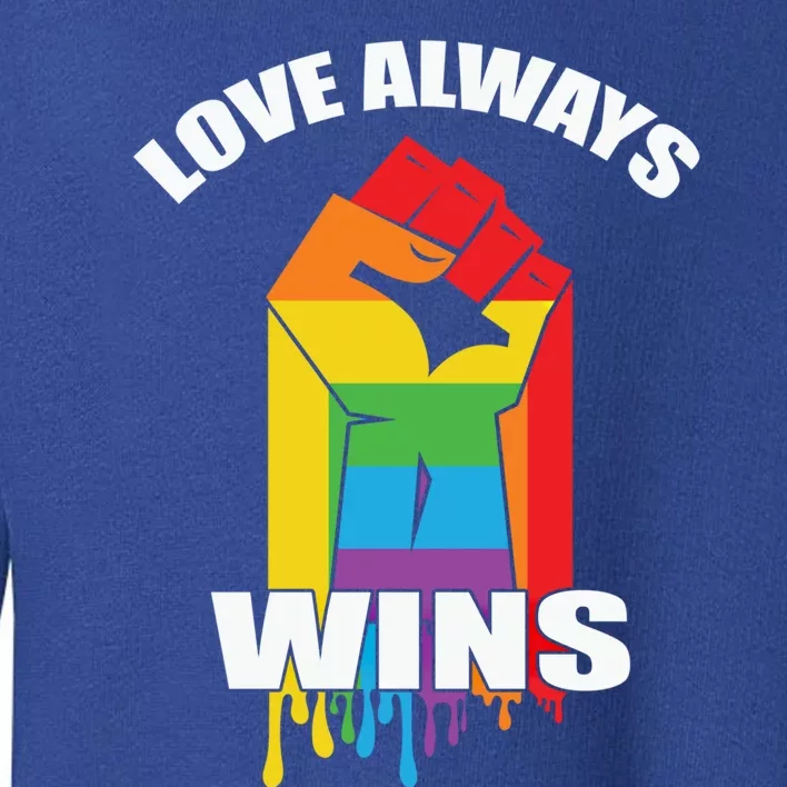 Pride Month Love Always Wins Lgbt Rainbow Flag Gift Toddler Sweatshirt