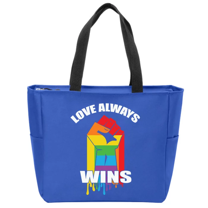 Pride Month Love Always Wins Lgbt Rainbow Flag Gift Zip Tote Bag