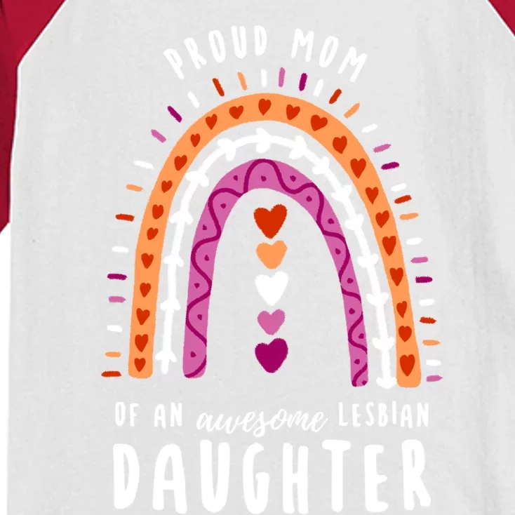 Proud Mom Lesbian Daughter Rainbow Gift Kids Colorblock Raglan Jersey