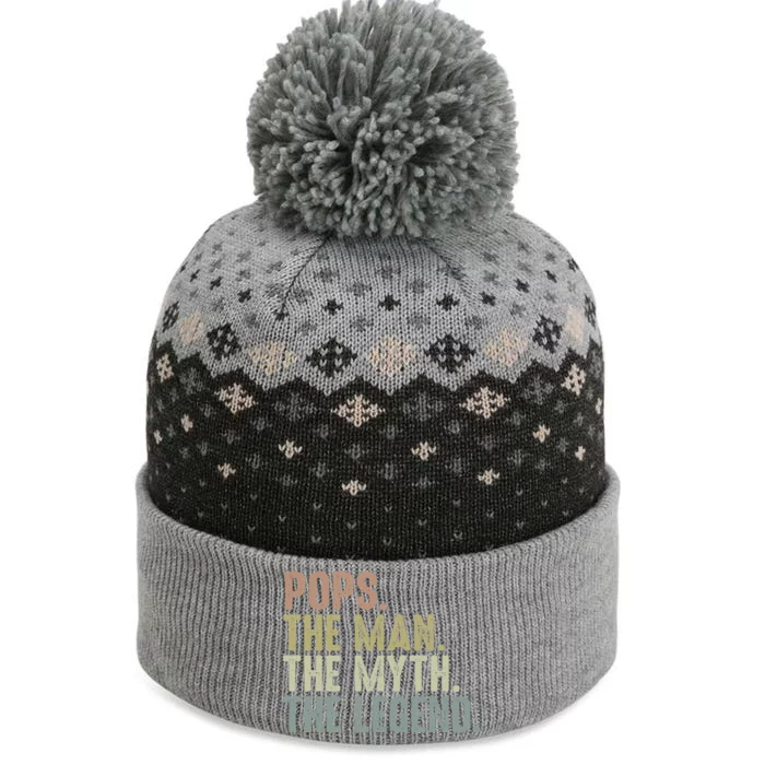 Pops Myth Legend Design Funny Fathers Day Pops Funny Gift The Baniff Cuffed Pom Beanie