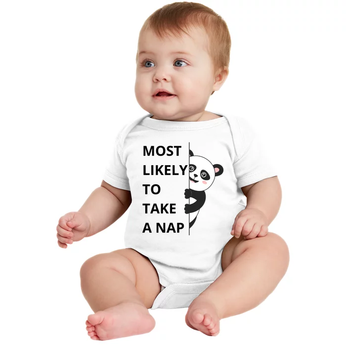 Panda Most Likely To Take A Nap Funny Baby Bodysuit