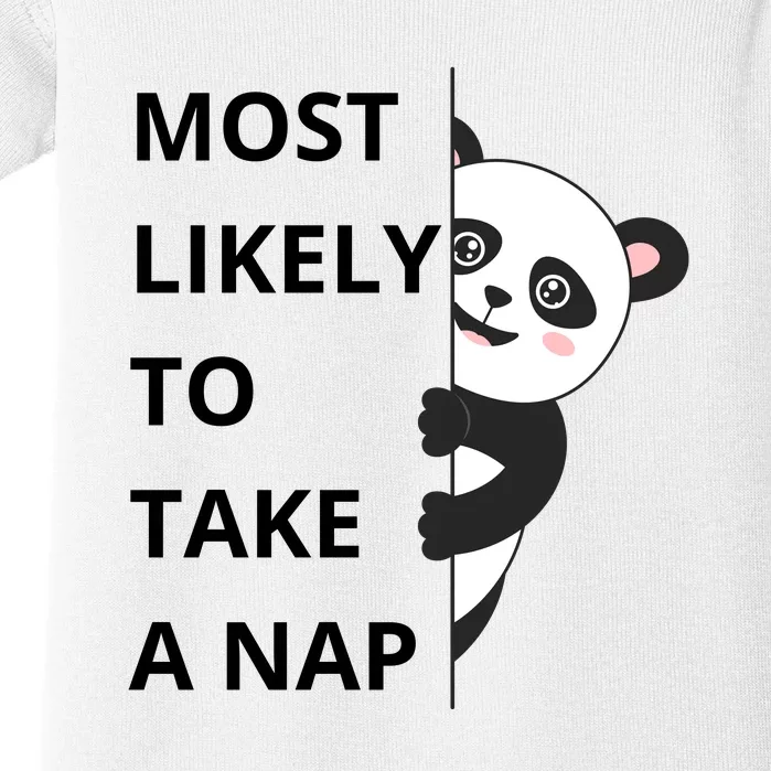 Panda Most Likely To Take A Nap Funny Baby Bodysuit