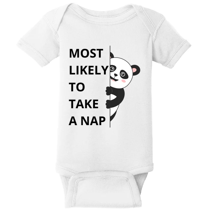 Panda Most Likely To Take A Nap Funny Baby Bodysuit