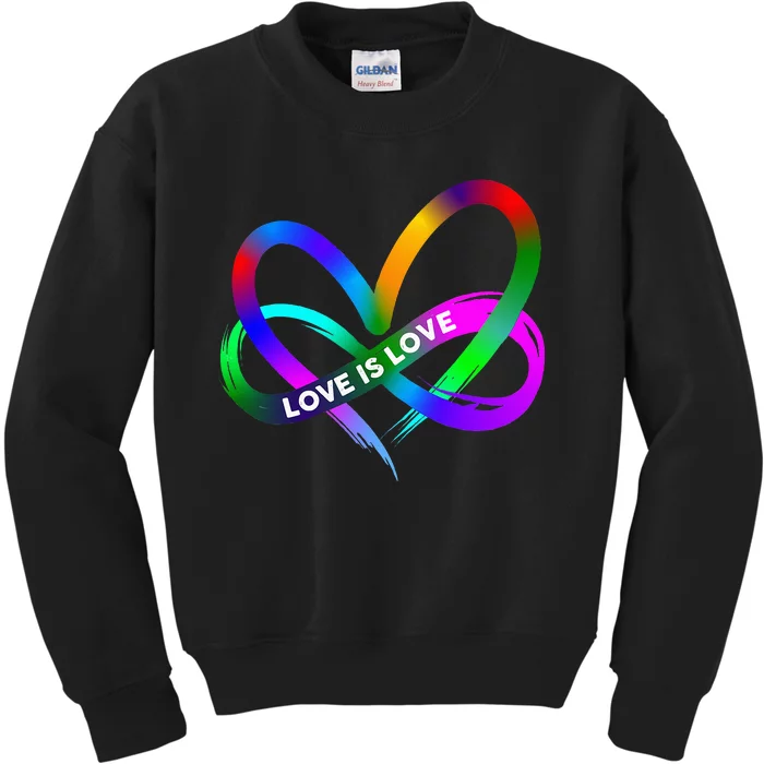 Pride Month Lgbt Straight Heart With Love Is Love Kids Sweatshirt