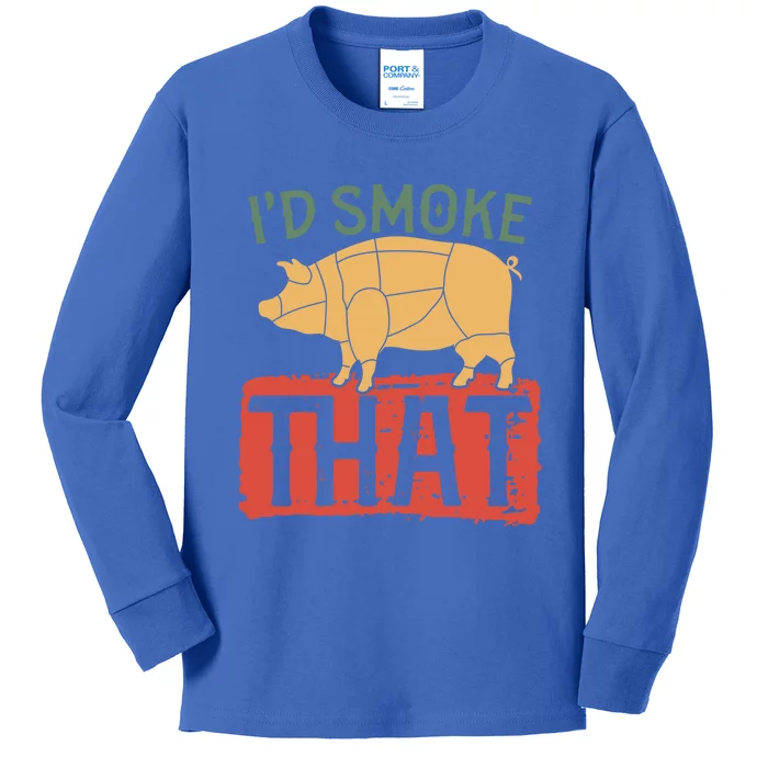 Pork Meat Lover Bbq Grillmaster Grilling Funny Barbecue Gift Kids Long Sleeve Shirt