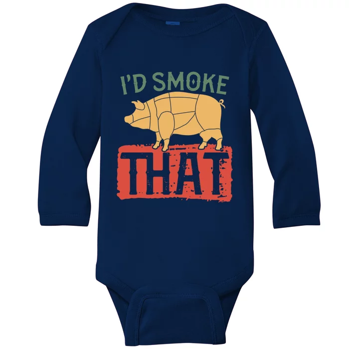 Pork Meat Lover Bbq Grillmaster Grilling Funny Barbecue Gift Baby Long Sleeve Bodysuit