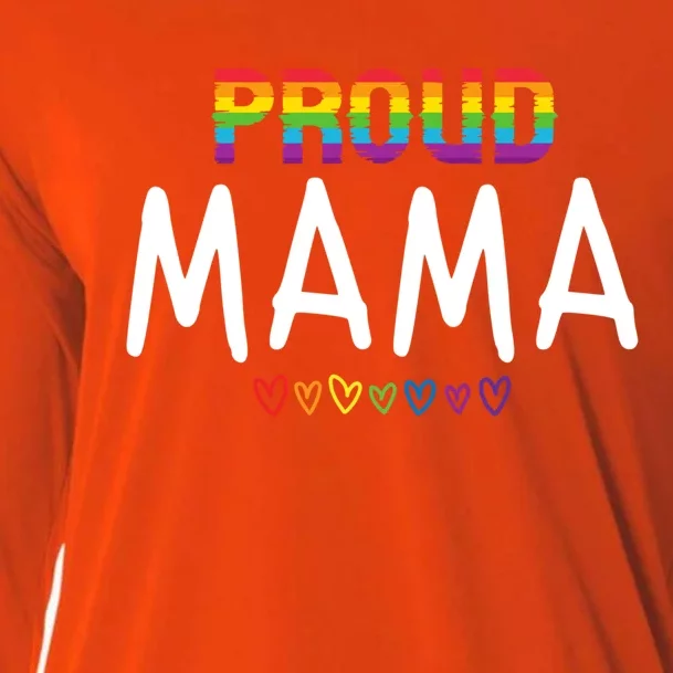 Proud Mama Lgbtq Pride Month Rainbow Heart Cute Lgbt Mom Gift Cooling Performance Long Sleeve Crew