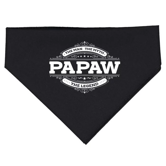 Papaw Myth Legend Father Dad Uncle Gift Idea Gift USA-Made Doggie Bandana