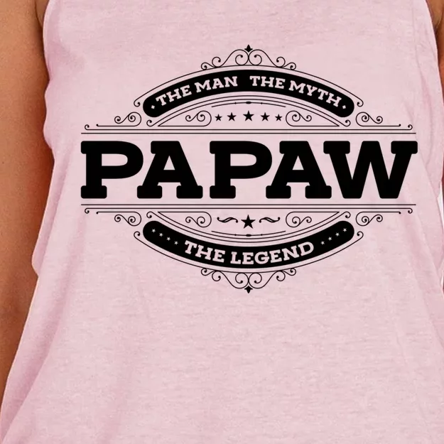 Papaw Myth Legend Father Dad Uncle Gift Idea Gift Women's Knotted Racerback Tank