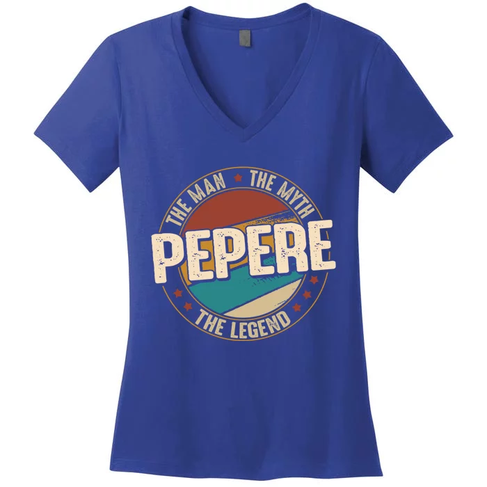 Pepere Myth Legend Funny Fathers Day Pepere Cute Gift Women's V-Neck T-Shirt