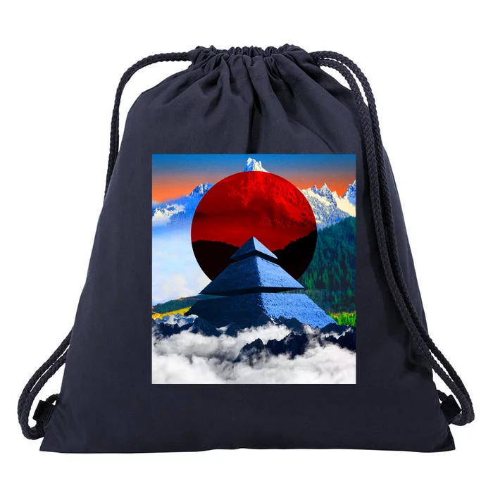 Pyramid Mountain Landscape Art Drawstring Bag