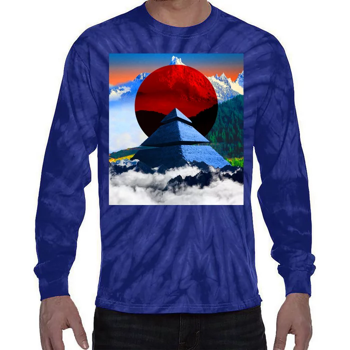 Pyramid Mountain Landscape Art Tie-Dye Long Sleeve Shirt