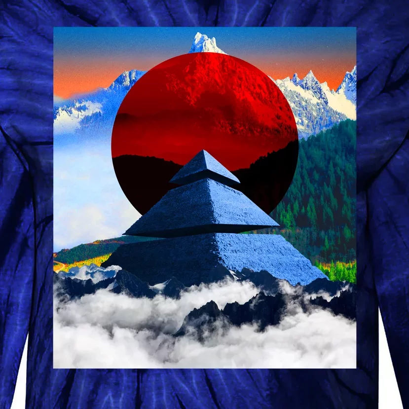 Pyramid Mountain Landscape Art Tie-Dye Long Sleeve Shirt