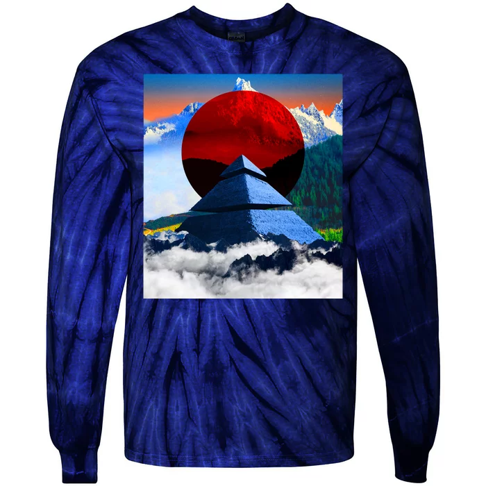 Pyramid Mountain Landscape Art Tie-Dye Long Sleeve Shirt