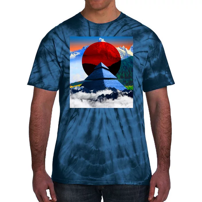 Pyramid Mountain Landscape Art Tie-Dye T-Shirt