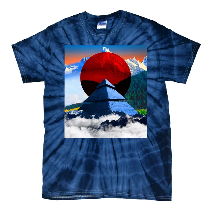 Pyramid Mountain Landscape Art Tie-Dye T-Shirt