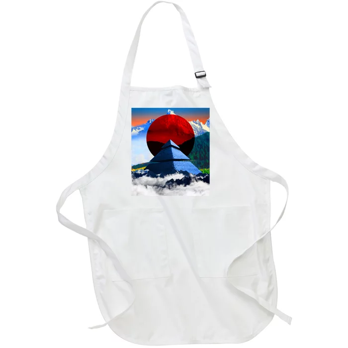 Pyramid Mountain Landscape Art Full-Length Apron With Pocket