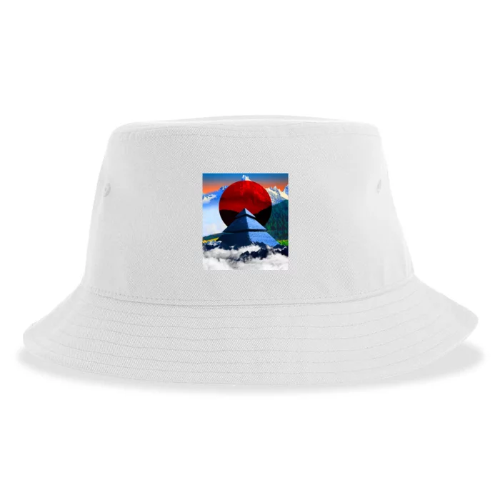 Pyramid Mountain Landscape Art Sustainable Bucket Hat