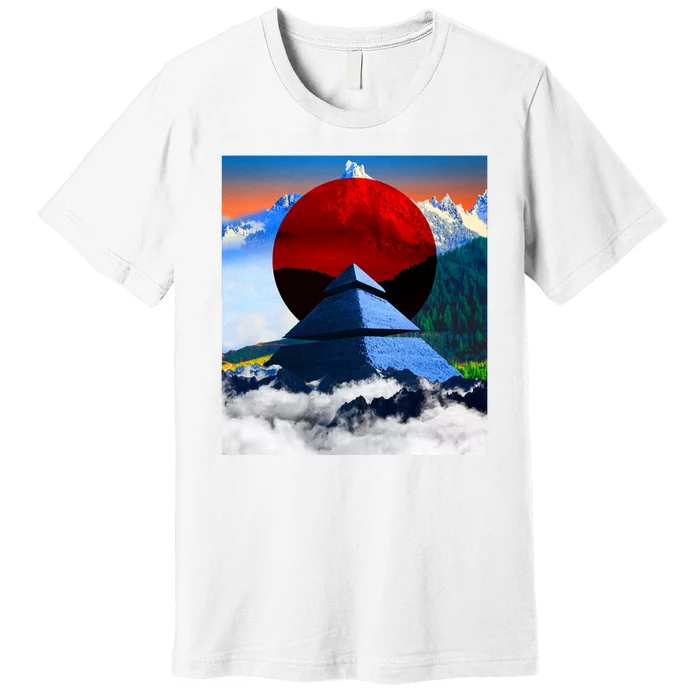 Pyramid Mountain Landscape Art Premium T-Shirt