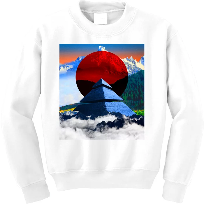 Pyramid Mountain Landscape Art Kids Sweatshirt