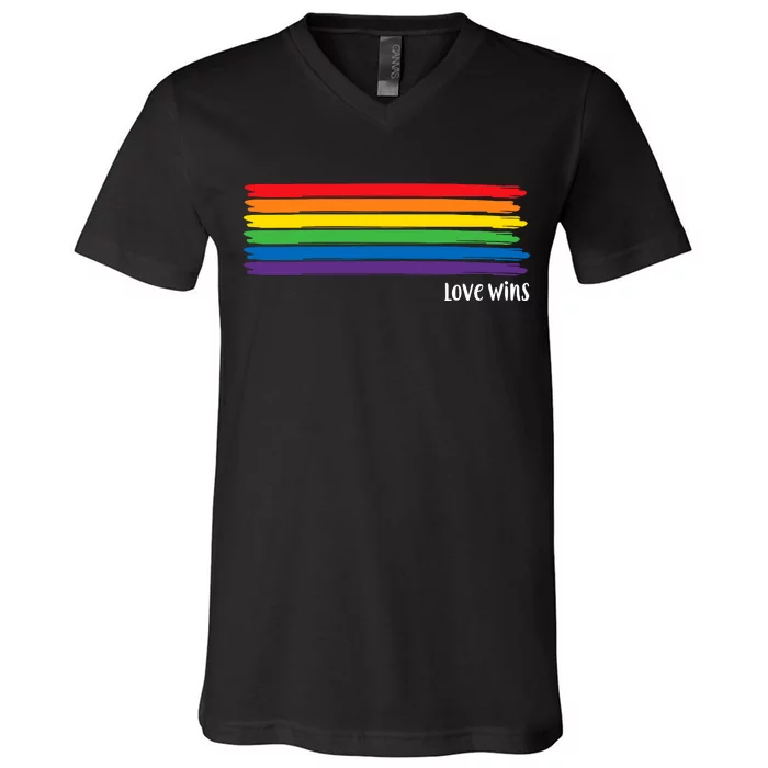 Pride Month Love Wins Rainbow V-Neck T-Shirt