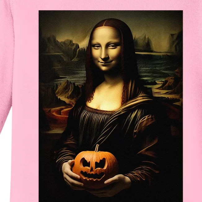 Pumpkin Mona Lisa A Pumpkin On Classic Art Baby Long Sleeve Bodysuit