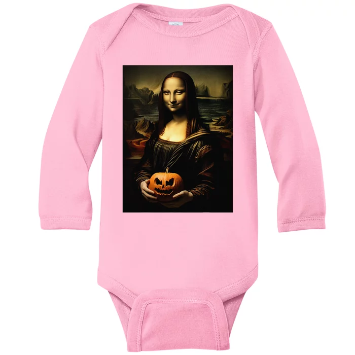 Pumpkin Mona Lisa A Pumpkin On Classic Art Baby Long Sleeve Bodysuit