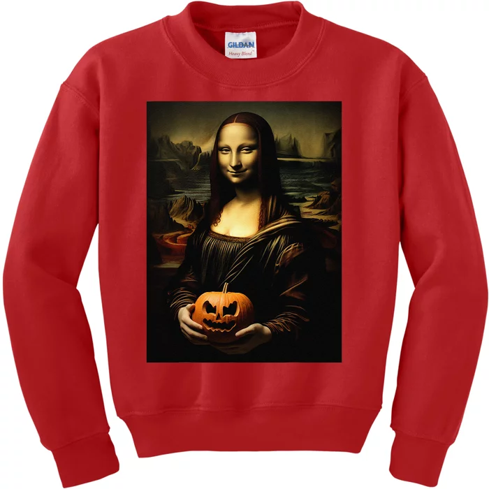 Pumpkin Mona Lisa A Pumpkin On Classic Art Kids Sweatshirt