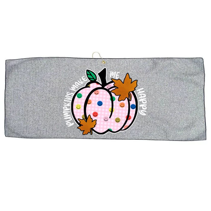 Pumpkins Make Me Happy Cute Fall Autumn Large Microfiber Waffle Golf Towel