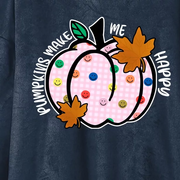 Pumpkins Make Me Happy Cute Fall Autumn Hooded Wearable Blanket