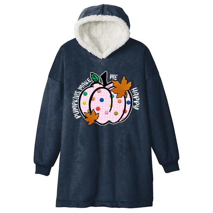 Pumpkins Make Me Happy Cute Fall Autumn Hooded Wearable Blanket