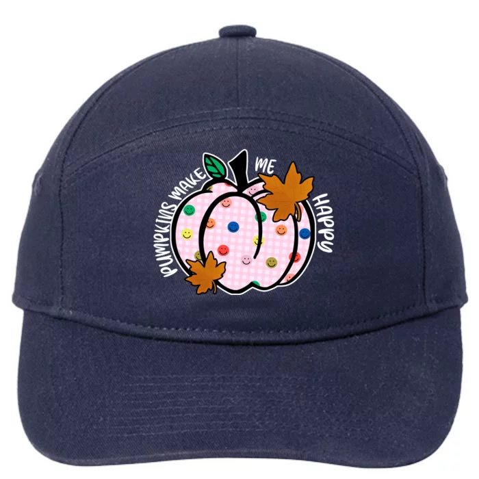 Pumpkins Make Me Happy Cute Fall Autumn 7-Panel Snapback Hat