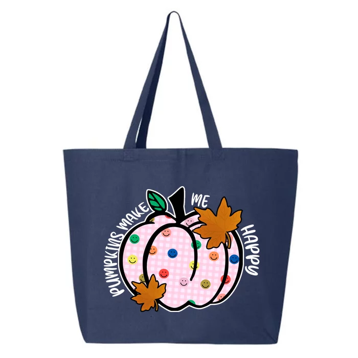 Pumpkins Make Me Happy Cute Fall Autumn 25L Jumbo Tote